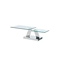 vente-unique - table basse avec plateaux pivotants - verre trempé et acier inoxydable - transparent - oyrus de maison céphy