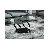 vente-unique - table basse avec plateaux pivotants joline - verre trempé transparent et pied chromé noir de maison céphy
