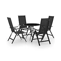 lechnical set de bistrot 5 pcs noir et anthracite b,ensemble de bistrot,ensemble de jardin extérieur,table de jardin,meubles de jardin,table de balcon