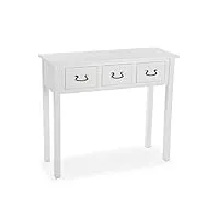 versa niza meuble d'entrée Étroit pour entrée ou couloir, table console, avec 3 tiroirs, dimensions (h x l x l) 80 x 35 x 90 cm, bois, couleur: blanc