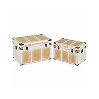 juanio set de 2 malles coffre de rangement en bois coloris beige - longueur 60 x profondeur 40 x hauteur 40 cm