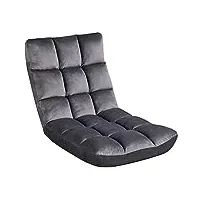 yaheetech fauteuil paresseux tatami pliable chaise de sol dossier multiposition fauteuil bas convertible pour maison bureau gris