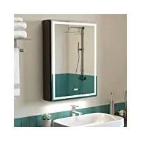kww 50 x 70 cm led éclairage salle de bains armoire à pharmacie avec miroir, température de couleur réglable, anti - buée gradateur, prise et usb, armoire à pharmacie miroir mural