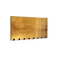 deqori porte-manteau mural en verre et métal - motif « tôle dorée brossée » - 60 x 30 cm - design moderne - panneau de garde-robe pour couloir, salon et chambre à coucher - magnétique et inscriptible