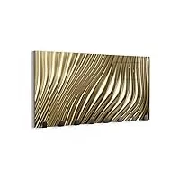 deqori portemanteau mural en verre et métal | motif « rainures dorées » | 60 x 30 cm | barre à crochet design moderne | panneau de garderobe pour couloir, salon et chambre à coucher | magnétique et
