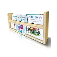 idecu Étagère montessori, bibliothèque pour enfants en bois massif écologique en pin pour l'apprentissage et le stockage