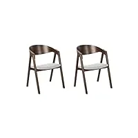 lot de 2 chaises de cuisine rétro assise rembourrée teinte bois sombre et gris yuba
