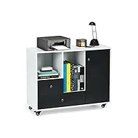 rhsh caisson de bureau classeur latéral mobile classeur fichier stockage grand support d'imprimante avec 2 tiroirs et étagères meuble de rangement