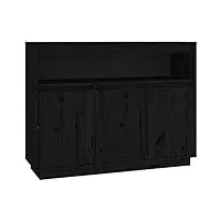 vidaxl buffet armoire de rangement organisateur de maison armoire de salon meuble de salle de séjour intérieur noir 104,5x34x80 cm bois massif de pin