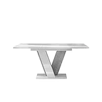 mirjan24 gotizio table à manger rectangulaire pour salle à manger, table de cuisine, table pratique, table extensible pour cuisines (blanc brillant/béton)