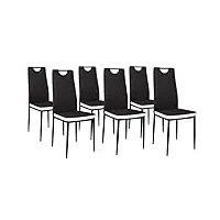 idmarket - lot de 6 chaises rona noires bandeau blanc pour salle à manger