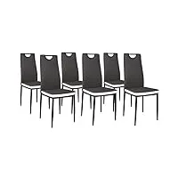 idmarket - lot de 6 chaises rona grises bandeau blanc pour salle à manger