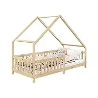 idimex lit cabane cora lit enfant simple montessori asymétrique en bois 90 x 190 cm en pin massif à la finition naturelle
