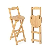 lifezeal lot de 2 chaises de bar 100% bamboo, tabouret de bar pliant avec repose-pied, chaise haute bar avec siège d'amour, chaise de bar avec charge de 150 kg, 36x34x84 cm, naturel
