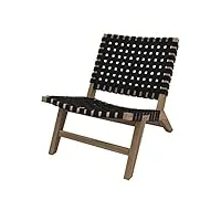 rendez vous déco - fauteuil jardin et maison - tao - fauteuil 1 place en teck avec assise et dossier en sangles tressées - l.59 cm x p. 78,5 cm x h.70 cm - 10 kg