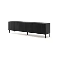 bim furniture ravenna b 4d meuble tv bas en mdf fraisé sur pieds en métal noir mat 200 cm
