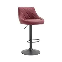 tabouret de bar réglable en hauteur lazio similicuir i chaise hauteur de bar confortable avec dossier et repose-pied i réglable pivotant, couleur:bordeaux, couleur du cadre:noir