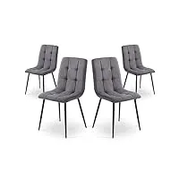 mc haus maya dark grey x4 - lot de 4 chaises de salle à manger, design nordique et vintage avec siège rembourré et dossier ergonomique, gris foncé
