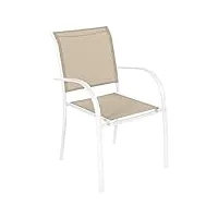 hespéride - fauteuil de jardin empilable piazza lin & blanc
