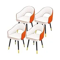 chaises de salle à manger de cuisine chaises de salle à manger ensemble de 4 chaises de cuisine en cuir imperméables avec pieds en acier au carbone fauteuils de salon rembourrés à dossier haut (couleu