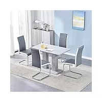 panana table de salle à manger moderne brillante 120 cm (table avec 4 chaises modèle 3)