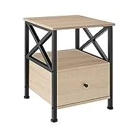 tectake table de chevet falkirk 40x41,5x55,5cm chambre à coucher style industriel diverses couleurs (bois clair industriel)