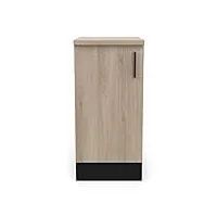 demeyere meuble bas cuisine-1 porte origan-fabriqué en france-garantie 2 ans, bois d'ingénierie, kronberg/noir mat, l 40 x p 60 x h 85 cm