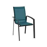 hespéride - fauteuil de jardin empilable axant bleu canard & graphite