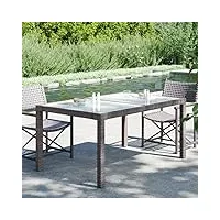 tidyard table de jardin en résine tressée table d’extérieur table de patio verre trempé et résine tressée marron 150x90x75 cm