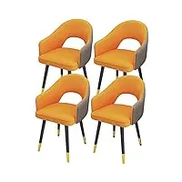chaises de salle à manger de cuisine ensemble de 4 chaises de salle à manger, chaises de cuisine en cuir imperméables avec pieds en acier au carbone, fauteuils de salon rembourrés à dossier haut moder