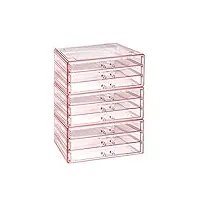 ikee design lot de 3 tiroirs de rangement en acrylique pour bijoux et maquillage, pour la maison et le bureau, couleur rose, 23,8 x 13,7 x 32,4 cm (l x p x h)