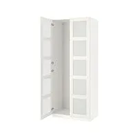 ikea pax armoire avec 2 portes 100 x 38 x 236 cm blanc bergsbo verre dépoli
