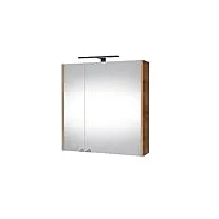 planetmöbel armoire miroir pour salle de bain ou wc - largeur : 64 cm - chêne doré