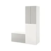 ikea smÅstad armoire avec meuble coulissant 150 x 57 x 196 cm blanc/gris avec banc de rangement