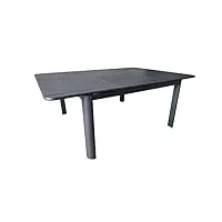 table de jardin eos en aluminium 140/200 x 140 cm - plateau à lattes - graphite