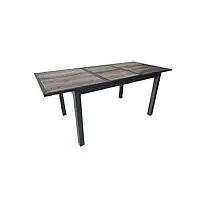 proloisirs table de jardin genes en aluminium 60/220 x 74 x 90 cm - plateau spc - graphite/gris