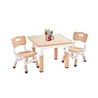 funlio table pour enfant avec 2 chaises, table et chaise enfant réglable en hauteur pour les 3 à 8 ans pour la maison, table dessin enfant facile à nettoyer, approuvé cpc et ce (3 pièces)