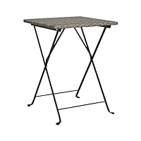 vidaxl table de bistrot pliante gris 55x54x71 cm résine tressée