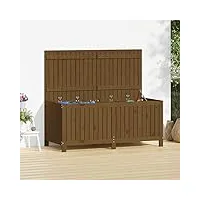 tidyard boîte de rangement de jardin boîte de rangement en bois, coffres de rangement extérieur avec couvercle marron miel 147x68x64 cm bois massif de pin