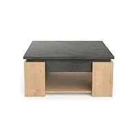 demeyere table basse-austin-800 x 800 x 372mm-fabriqué en france-garantie 2 ans, bois d'ingénierie, chene hamilton/sidewalk, l 80 x p 80 x h 37,2 cm