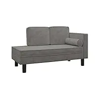 vidaxl chaise longue avec coussins et traversin canapé convertible pour sieste meuble de salon salle de séjour intérieur gris clair velours