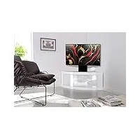 centurion supports pangea meuble tv d'angle incurvé avec bras de montage blanc brillant 32"-50"