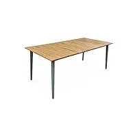 alice's garden - table de jardin bois d'acacia et acier galvanisé maringa. savane. 8 places. l200 x p90 x h76cm