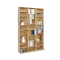 idmarket - bibliothèque étagère cd ceylia 30 cases avec étagères modulables effet bois