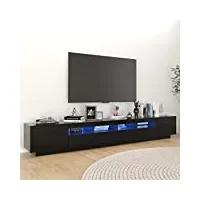 canditree meuble tv moderne avec lumières led banc tv support de télévision avec espace de rangement 260 cm (noir)