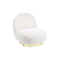 fauteuil blanc à base dorée en tissu glamour art déco bouclé rembourré loviisa