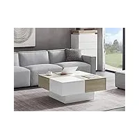 vente-unique - table basse avec 4 tiroirs en mdf - naturel et blanc laqué - maylon