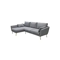 vente-unique - canapé d'angle en tissu - gris - angle gauche - beth