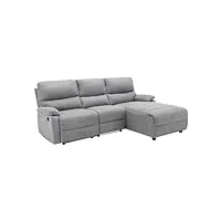 vente-unique - canapé d'angle relax électrique en tissu lunano - gris clair - angle droit