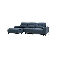vente-unique - canapé d'angle gauche relax électrique en tissu bleu neruda - capitonné